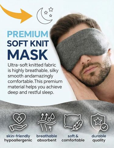 Sleep Mask for Women Men,Soft Zero Pressure Modal Material Eye Mask for Sleeping Blindfold,Blackout Full Eye Covers with Adjustable Velcro Strap for Side Sleeper Night Sleeping, Travel Essentials in Kuwait