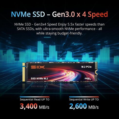SIX X4000 512G M.2 SSD PCIe Gen3x4 NVME SSD Solid State Drive - Up to 3000MB/s Read, 1300MB/s Write in Saudi Arabia
