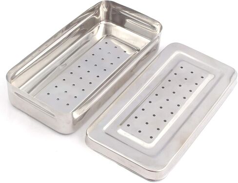 OdontoMed2011 25x12x5 cm Instruments Box Perforated Stainless Steel Holloware Tray Box in Saudi Arabia