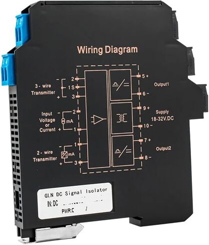 DC24V 35 مللي متر DIN السكك الحديدية التناظرية إشارة المعزل 1 في 2 خارج 0-5 فولت إلى 0-10 فولت 4-20mA 1-5 فولت (0-20ma الإخراج) in Saudi Arabia