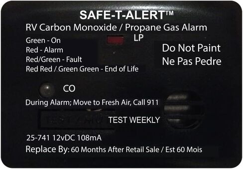 Safe T Alert 25 Series Mini Dual LP/CO Alarm - Propane and Carbon Monoxide Alarm - Surface Mount, Black - 25-741-BL in Kuwait