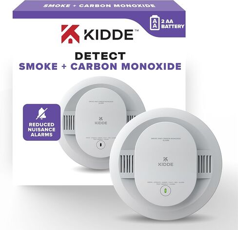 Kidde Smoke and Carbon Monoxide Detector, AA Battery Powered, with Voice Alerts, LED Status Lights, 85 dB Alarm, 5 inches, 30CUDR-V, 1 Pack in Kuwait