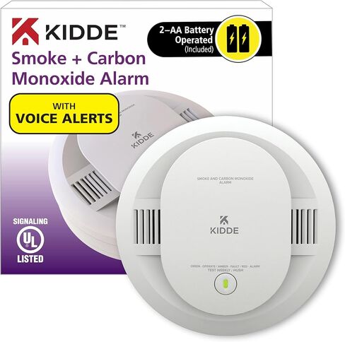Kidde Smoke and Carbon Monoxide Detector, AA Battery Powered, with Voice Alerts, LED Status Lights, 85 dB Alarm, 5 inches, 30CUDR-V, 1 Pack in Saudi Arabia