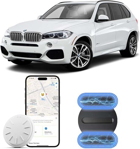 Car GPS Tracking Device for Vehicles, 2PCS Real Time GPS Tracker Work with Find My (iOS Only),No Monthly Fee (White Tracker, Black Magnetic Case) in Kuwait