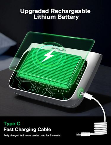 أجهزة قياس ضغط الدم من ميديسانا للاستخدام المنزلي، جهاز قياس ضغط الدم في الذراع العلوي قابل لإعادة الشحن مع شاشة كبيرة بإضاءة خلفية LED، سوار ضغط الدم قابل للتعديل 9-17 بوصة مع ذاكرة 2 × 110 مجموعة (بدون بلوتوث) in Kuwait