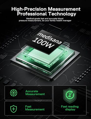أجهزة قياس ضغط الدم من ميديسانا للاستخدام المنزلي، جهاز قياس ضغط الدم في الذراع العلوي قابل لإعادة الشحن مع شاشة كبيرة بإضاءة خلفية LED، سوار ضغط الدم قابل للتعديل 9-17 بوصة مع ذاكرة 2 × 110 مجموعة (بدون بلوتوث) in Kuwait