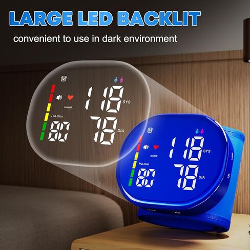 جهاز قياس ضغط الدم من المعصم قابل لإعادة الشحن للاستخدام المنزلي، جهاز ضغط الدم التلقائي مع شاشة LED، مستخدمين مزدوجين × 120 ذاكرة، تشغيل بزر واحد وسوار قابل للتعديل، حقيبة حمل محمولة متضمنة in Kuwait