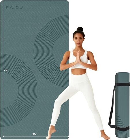 سجادة يوجا كبيرة، 72 بوصة × 36 بوصة × 2/5 بوصة (10 مم) سجادة تمرين سميكة غير قابلة للانزلاق، مادة POE معتمدة من SGS، مثالية لصالة الألعاب الرياضية المنزلية واليوجا والبيلاتيس وتمارين اللياقة البدنية وحصيرة الأرضية in Kuwait