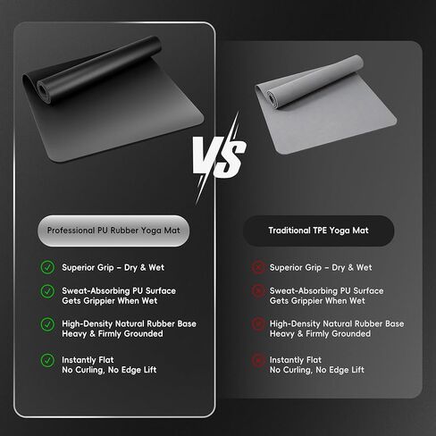 Professional PU & Natural Rubber Yoga Mat – Non Slip 5mm Thick Workout Mats for Women & Men, 72"x27" Wide Exercise Pad for Hot Yoga, Pilates, HIIT & Home Gym – Strap Included in Saudi Arabia