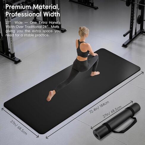 Professional PU & Natural Rubber Yoga Mat – Non Slip 5mm Thick Workout Mats for Women & Men, 72"x27" Wide Exercise Pad for Hot Yoga, Pilates, HIIT & Home Gym – Strap Included in Saudi Arabia