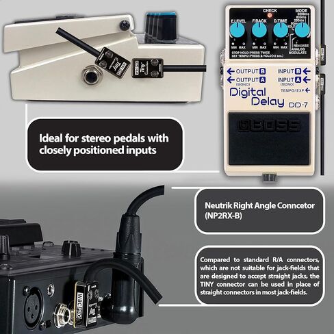 6 Units - 12 Inch - WBC-PRO-Pedal – 22 AWG - Low-Cap (18pF/ft) – Pro-Grade – Graphite-Based - Dual-Shielded Pedal, Effects, Patch, Instrument Cable with Eminence Tiny Gold Plated Angled TS Connectors in Saudi Arabia