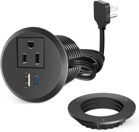 40W Recessed Power Grommet Outlet, 3.15 inch Desk Grommet Power Outlet with 8 USB Ports for Conference Rooms, Office Tables, Furniture, 6FT Cord in Kuwait