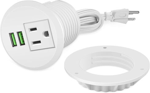 40W Recessed Power Grommet Outlet, 3.15 inch Desk Grommet Power Outlet with 8 USB Ports for Conference Rooms, Office Tables, Furniture, 6FT Cord in Kuwait