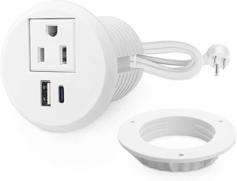 40W Recessed Power Grommet Outlet, 3.15 inch Desk Grommet Power Outlet with 8 USB Ports for Conference Rooms, Office Tables, Furniture, 6FT Cord in Kuwait