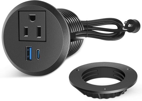 40W Recessed Power Grommet Outlet, 3.15 inch Desk Grommet Power Outlet with 8 USB Ports for Conference Rooms, Office Tables, Furniture, 6FT Cord in Kuwait