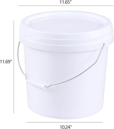 Anbers 4 Gallon Plastic Bucket with Sealed Lid, Round Food Storage Bucket Pail, White, 4-Pack in Kuwait