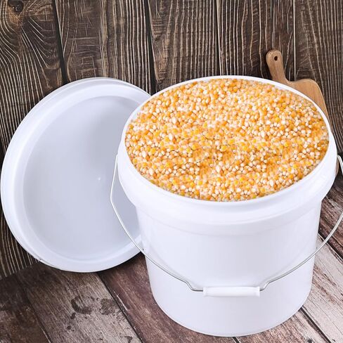 Anbers 4 Gallon Plastic Bucket with Sealed Lid, Round Food Storage Bucket Pail, White, 4-Pack in Kuwait