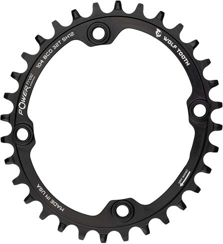 ウルフトゥース(Wolf Tooth) Elliptical 104 BCD Chainring for Shimano 12 SPD ブラック 小 in Saudi Arabia
