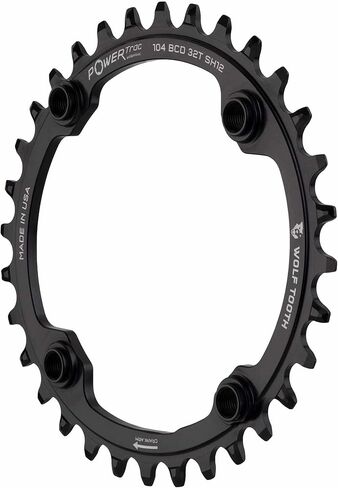 ウルフトゥース(Wolf Tooth) Elliptical 104 BCD Chainring for Shimano 12 SPD ブラック 小 in Saudi Arabia