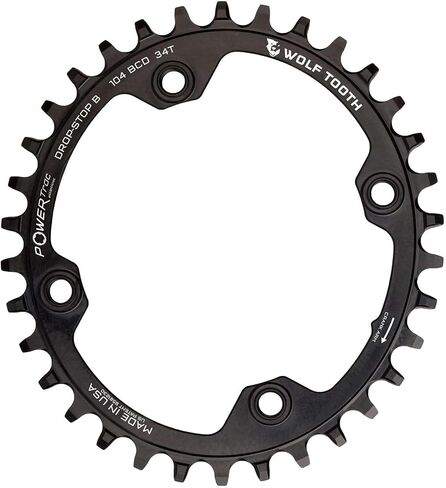 ウルフトゥース(Wolf Tooth) Elliptical 104 BCD Chainring for Shimano 12 SPD ブラック 小 in Saudi Arabia
