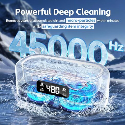 Ultrasonic Retainer Cleaner, Portable Stainless Steel Tank Ultrasonic Retainer Cleaner Machine for Dentures, Jewelry, Watches, Braces & Mouth Guards with U-V-C Light- 45kHz, 24W, 200ML in Saudi Arabia