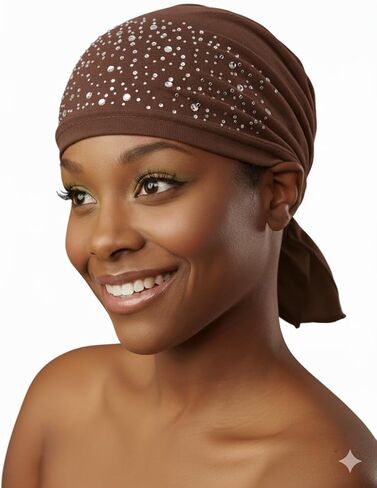 DONNA Rhinestone Spandex Durag – Sparkly Stretchable Headwrap with Elastic Band in Saudi Arabia