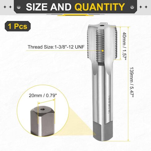 uxcell Hand Plug Tap 1-1/8"-7 UNC 2B Left Hand Thread Plug Style Taps Straight Flute Screw Tapping Threading Tool High Speed Steel HSS6542 in Saudi Arabia