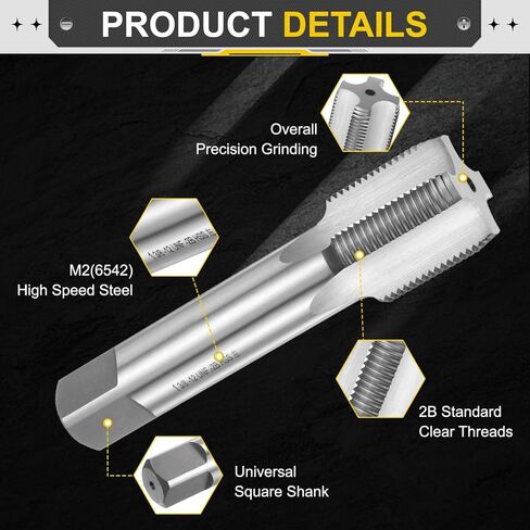 uxcell Hand Plug Tap 1-1/8"-7 UNC 2B Left Hand Thread Plug Style Taps Straight Flute Screw Tapping Threading Tool High Speed Steel HSS6542 in Saudi Arabia