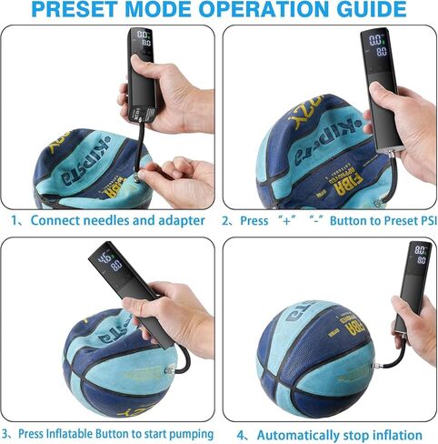 مضخة كرة كهربائية، مضخة هواء ذكية محمولة سريعة النفخ، مقياس ضغط دقيق وشاشة LCD رقمية لجميع الكرات الرياضية، كرة السلة، كرة القدم، الكرة الطائرة، حلقة السباحة بالون (2Pin و1 فوهة و1 صنبور) in Kuwait