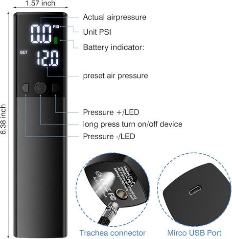 مضخة كرة كهربائية، مضخة هواء ذكية محمولة سريعة النفخ، مقياس ضغط دقيق وشاشة LCD رقمية لجميع الكرات الرياضية، كرة السلة، كرة القدم، الكرة الطائرة، حلقة السباحة بالون (2Pin و1 فوهة و1 صنبور) in Kuwait