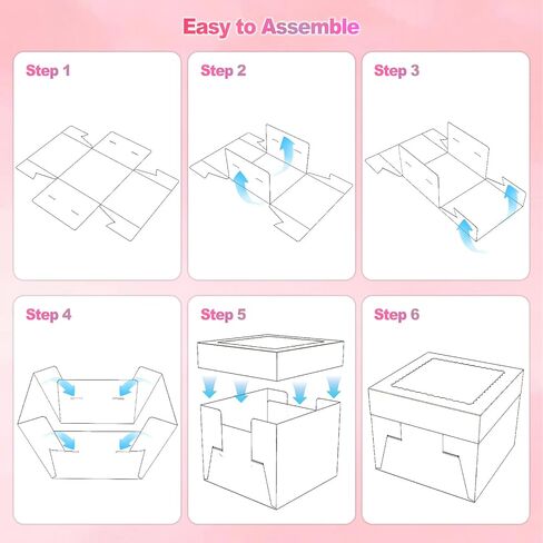 3 علب كيك مقاس 10 بوصة، صندوق كيك طويل 10 × 10 × 8 بوصة مع نافذة شفافة كبيرة لنقل الكعك والكوكيز والفطائر والكب كيك والمعجنات، مثالية لحفلات الزفاف وأعياد الميلاد والمناسبات الخاصة in Kuwait