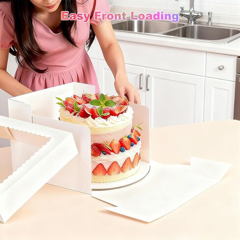 3 علب كيك مقاس 10 بوصة، صندوق كيك طويل 10 × 10 × 8 بوصة مع نافذة شفافة كبيرة لنقل الكعك والكوكيز والفطائر والكب كيك والمعجنات، مثالية لحفلات الزفاف وأعياد الميلاد والمناسبات الخاصة in Kuwait