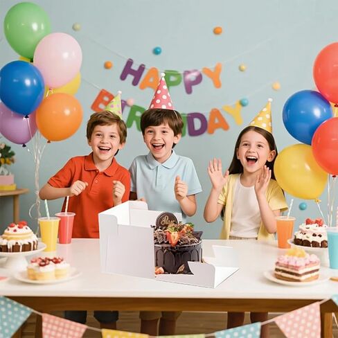 3 علب كيك مقاس 10 بوصة، صندوق كيك طويل 10 × 10 × 8 بوصة مع نافذة شفافة كبيرة لنقل الكعك والكوكيز والفطائر والكب كيك والمعجنات، مثالية لحفلات الزفاف وأعياد الميلاد والمناسبات الخاصة in Kuwait