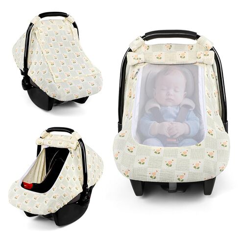 تغطية مقعد السيارة طفل ، أغطية Carseat Carseats Hnhuaming Muslin Carseat For Birls Boys Summer Infant Car Coverns Danopy ، Cozy Nevel Carseat Cover Wover with Windows Breathible Mesh ، Dinosaur in Saudi Arabia