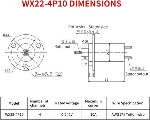 Conductive Ring 4-Way 10A Multi-Way Slip Ring OD 22mm Stable Power Transmission Power Rotary Joint in Kuwait
