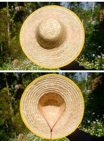 Handwoven Straw Hat for Farming, Natural Woven Wheat Fiber, Wide Brim Sun Protection for Gardening, Farming, Outdoor Work,Eco-Friendly Summer Hat in Saudi Arabia