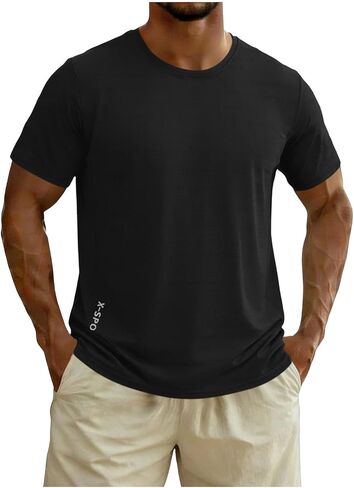 Summer Athletic Shirts Men Lightweight Short Sleeve Running Workout Gym T-Shirts Loose Casual Crew Neck Basic Tees in Saudi Arabia