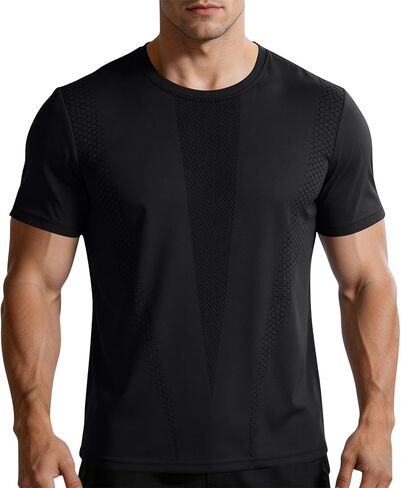 Workout Mens Shirts Loose Quick Dry Casual Moisture Wicking Work Gym Athletic Short Sleeve for Running Sport Lounge in Saudi Arabia