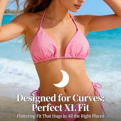 Pink Halter Bikini Set for Women String Tie Two Piece Swimwear Padded Triangle Bathing Suit Beach Clothing Size X Large (Pack of 1) in Saudi Arabia