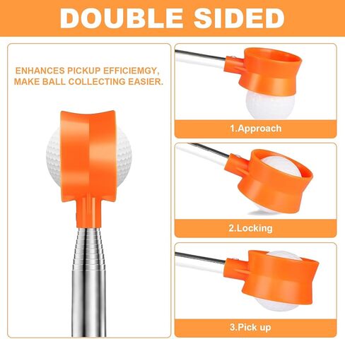 مسترد كرة الجولف تلسكوبي، مسترد كرة الجولف بطول 9 أقدام للمياه، أداة مسترد كرة الجولف الاحترافية المصنوعة من الفولاذ المقاوم للصدأ، ممسك كرة جولف خفيف الوزن مزدوج الجوانب، هدايا إكسسوارات الجولف in Kuwait