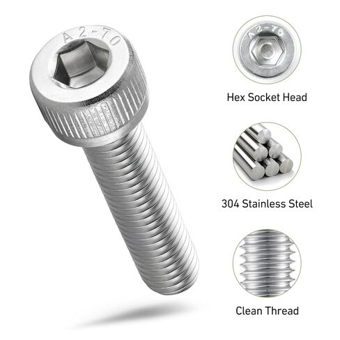 M8-1.25 x 25mm Bolt, 25PCS M8 Hex Socket Head Cap Screws Bolts, 304 Stainless Steel 18-8, Full Threads, Allen Socket Drive, with Hex Spanner in Saudi Arabia