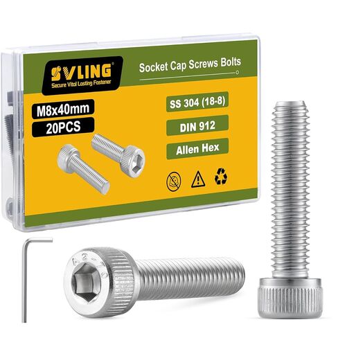 M8-1.25 x 25mm Bolt, 25PCS M8 Hex Socket Head Cap Screws Bolts, 304 Stainless Steel 18-8, Full Threads, Allen Socket Drive, with Hex Spanner in Saudi Arabia