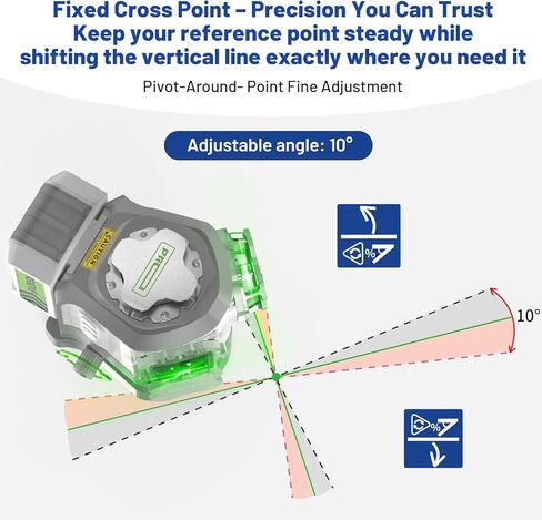 Huepar Pro 2026 New Outdoor Laser Level 360 Self Leveling with Fixed-Point Pivot Alignment, 3x360 Green Lazer Leveler Tool-Remote Control&8000mAh Li-ion Battery, 1/13" Accuracy for Construction GS03CG in Kuwait