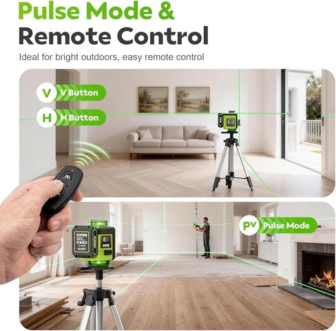Alloyman Laser Level with Tripod, 4 × 360° Self Leveling Laser Level, Nivel Laser Green Line Lazer Leveler Tool for Picture Hanging, Home Renovation, Indoor Project, 2*Battery&Carrying Bag Included in Kuwait