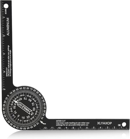 منقلة منشار ألومنيوم مقاس 7.3 بوصة، مكتشف زاوية دقيق للقطع الداخلية والخارجية، موازين مزدوجة سم/بوصة للنجارين والبنائين والسباكين ومثبتي القطع والمنزل DIY in Kuwait