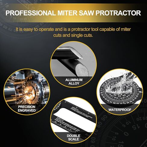 منقلة منشار ألومنيوم مقاس 7.3 بوصة، مكتشف زاوية دقيق للقطع الداخلية والخارجية، موازين مزدوجة سم/بوصة للنجارين والبنائين والسباكين ومثبتي القطع والمنزل DIY in Kuwait