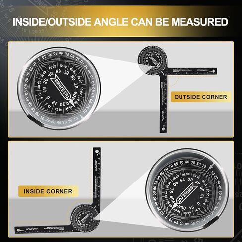 منقلة منشار ألومنيوم مقاس 7.3 بوصة، مكتشف زاوية دقيق للقطع الداخلية والخارجية، موازين مزدوجة سم/بوصة للنجارين والبنائين والسباكين ومثبتي القطع والمنزل DIY in Kuwait