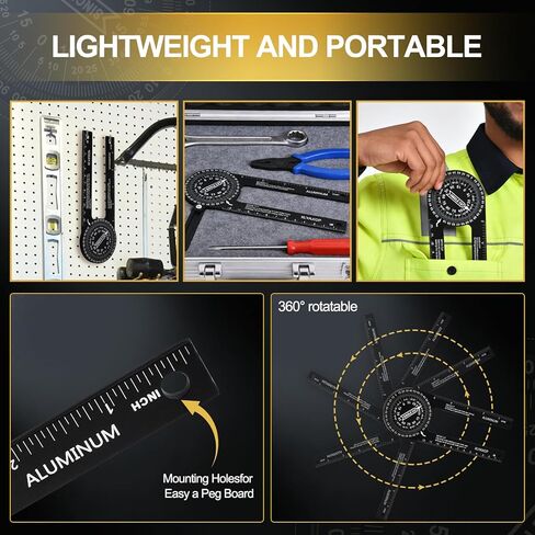 منقلة منشار ألومنيوم مقاس 7.3 بوصة، مكتشف زاوية دقيق للقطع الداخلية والخارجية، موازين مزدوجة سم/بوصة للنجارين والبنائين والسباكين ومثبتي القطع والمنزل DIY in Kuwait