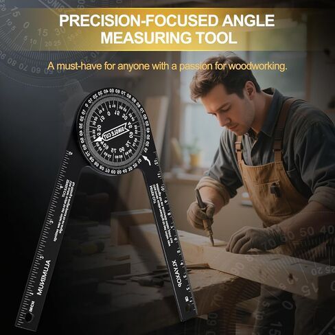 منقلة منشار ألومنيوم مقاس 7.3 بوصة، مكتشف زاوية دقيق للقطع الداخلية والخارجية، موازين مزدوجة سم/بوصة للنجارين والبنائين والسباكين ومثبتي القطع والمنزل DIY in Kuwait
