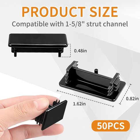 50 قطعة من أغطية نهاية دعامة الأمان البلاستيكية المربعة مقاس 1-5/8 بوصة × 13/16 بوصة - مقابس PVC سهلة التركيب بدون أدوات لقنوات Unistrut، غطاء حماية لأنابيب التدفئة والتهوية وتكييف الهواء والأنابيب الكهربائية والمعدنية in Kuwait